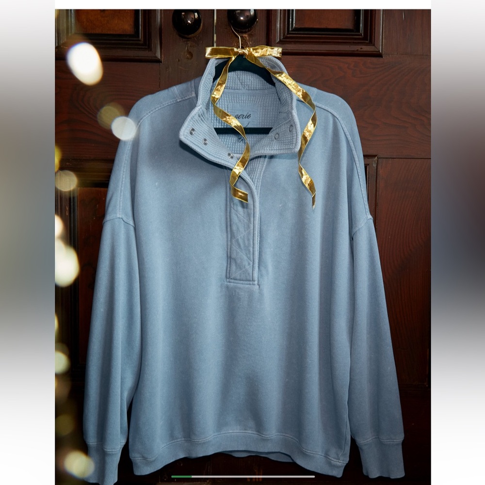 COPY - AERIE GETAWAY QUARTER SNAP SWEATSHIRT